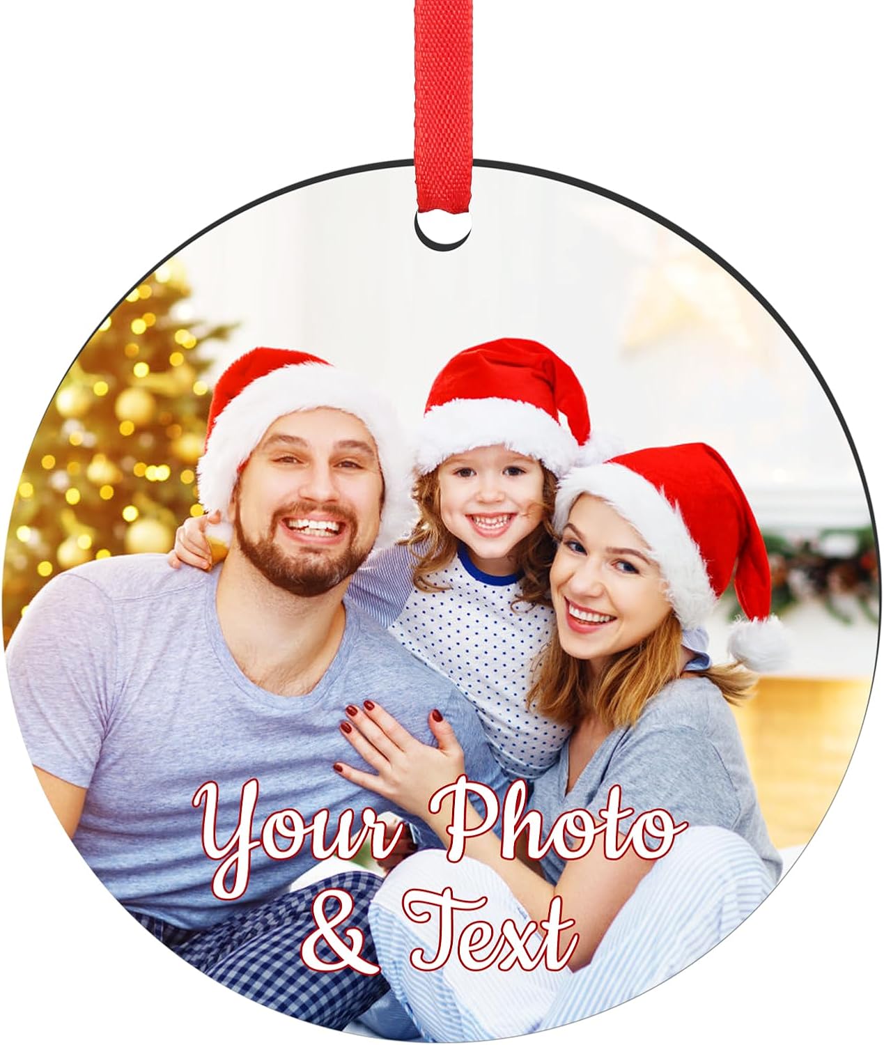 Personalized Christmas Ornaments 2025, Wood Custom Photo Text Hanging Ornament Customized Christmas Tree Decorations Gift for Family, Kids, Friends, Couples, Wedding