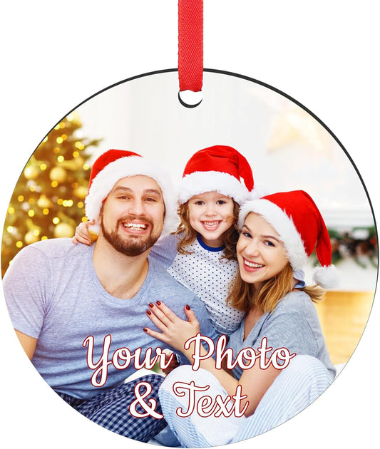 Personalized Christmas Ornaments 2025, Wood Custom Photo Text Hanging Ornament Customized Christmas Tree Decorations Gift for Family, Kids, Friends, Couples, Wedding