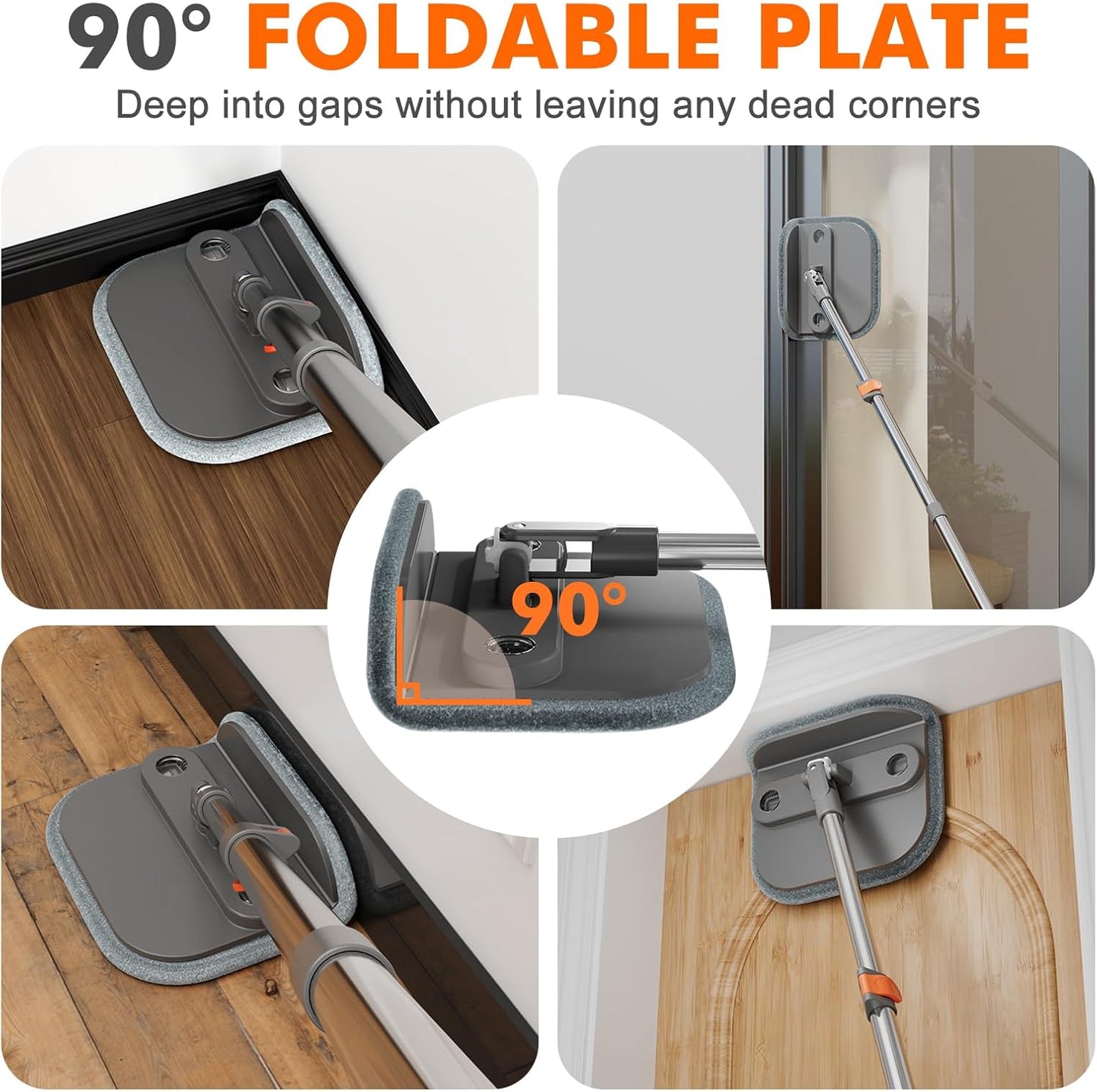 Upgraded Spin Mop and Bucket Self-Standing Mop Bucket Separate Dirty and Clean Water System Self Wringing 360° Rotating Clean Mop and Bucket Set (Drak Gray, 14Pads Mop and Bucket Set)