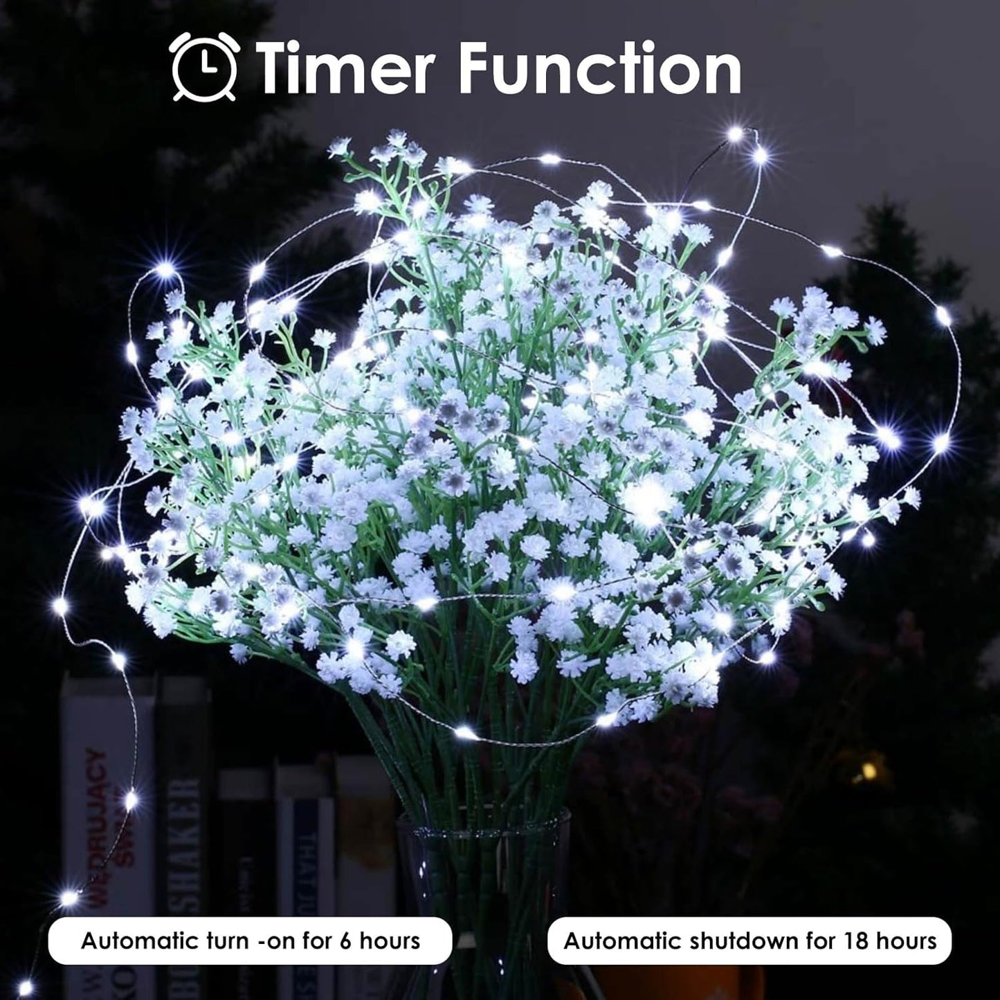 4-Pack Fairy Lights Battery Operated with Timer, Waterproof 16FT 50 LED String Lights Indoor Outdoor, Cuttable Starry Fairy Lights for Christmas Home Bedroom Wedding DIY Centerpiece Decor (Cool White)