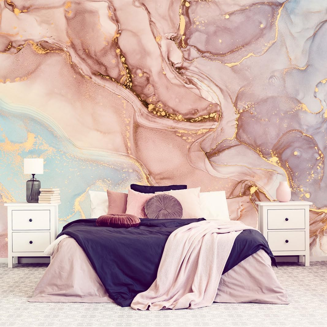 Pink Marble Wallpaper Abstract Texture Wall Mural for Bedroom Living Room (Not Peel n' Stick)