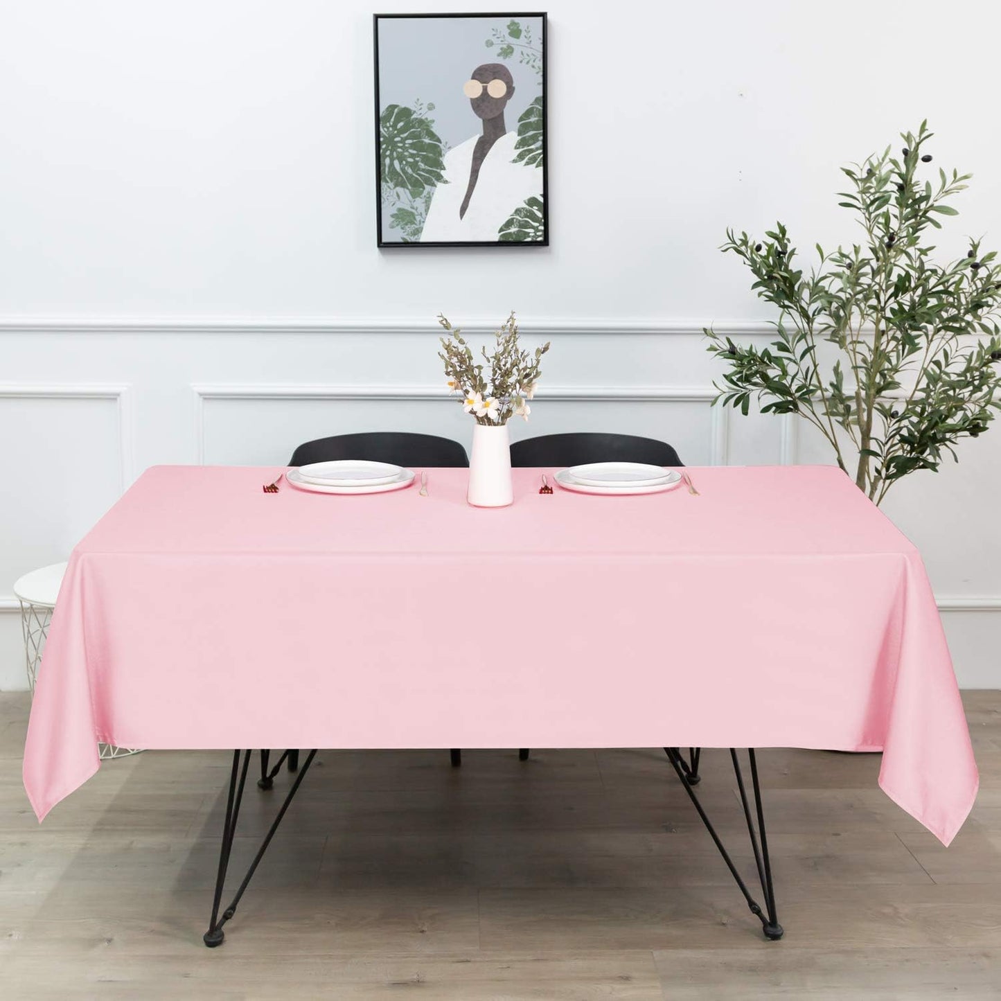 sancua Rectangle Tablecloth - 70 x 120 Inch - Stain and Wrinkle Resistant Washable Polyester Table Cloth, Decorative Fabric Table Cover for Dining Tables, Buffet Parties and Camping, Pink