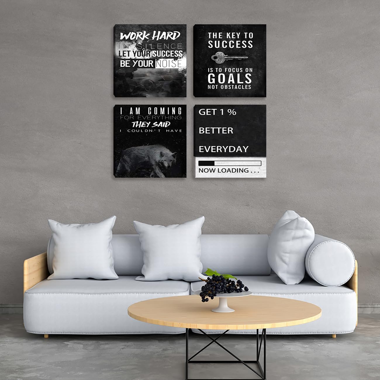 Motivational Wall Decor Art Inspirational Success Canvas Poster Artwork Positive Quote Painting Office Wall Decor Art for Women Men Company Bedroom Living Room Home Decoration Framed 12”X12”X4