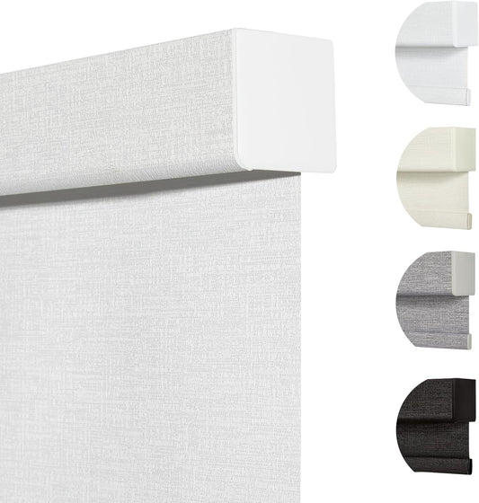 Persilux Blackout Roller Shades & Blinds Windows Shades Free-Stop Blackout Blinds with Jacquard Fabric,Cordless Blinds Pull Down Shades for Home, Easy to Install for Door/Office, White(12" W x 56" H)