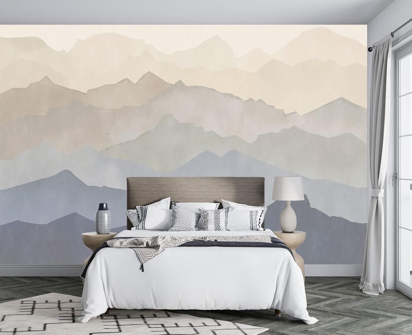 Oil Painting Peaks Wall Mural Wallpaper for Bedroom 137" x 100"