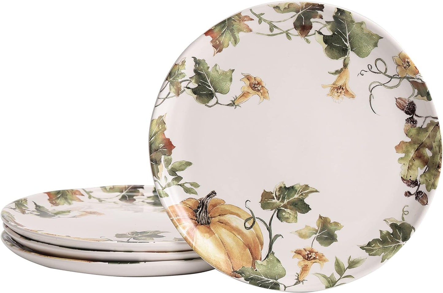 Bico Woodland Critters Dinner Plates Set of 4, 11 Inch Large Ceramic Plates for Pasta, Steak, Stylish Serving Dishes, Microwave and Dishwasher Safe, Gift for Housewarming and Thanksgiving