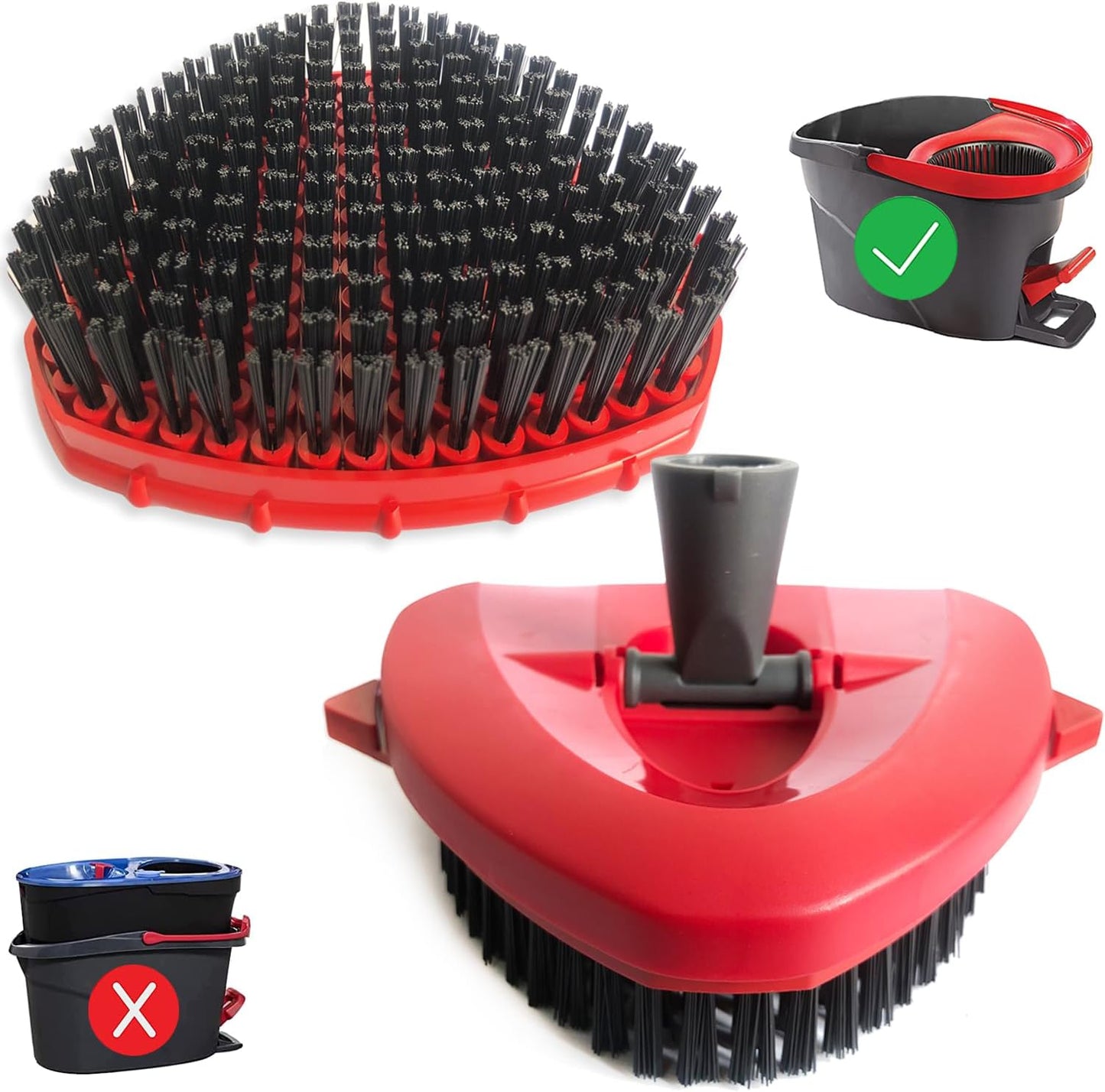Spin Mop Scrub Brush Head Compatible with OCedar EasyWring 1 Tank System, Mop Scrubber Attachment, Upgraded Stiff Bristle Scrubbing Mop for Floor Cleaning