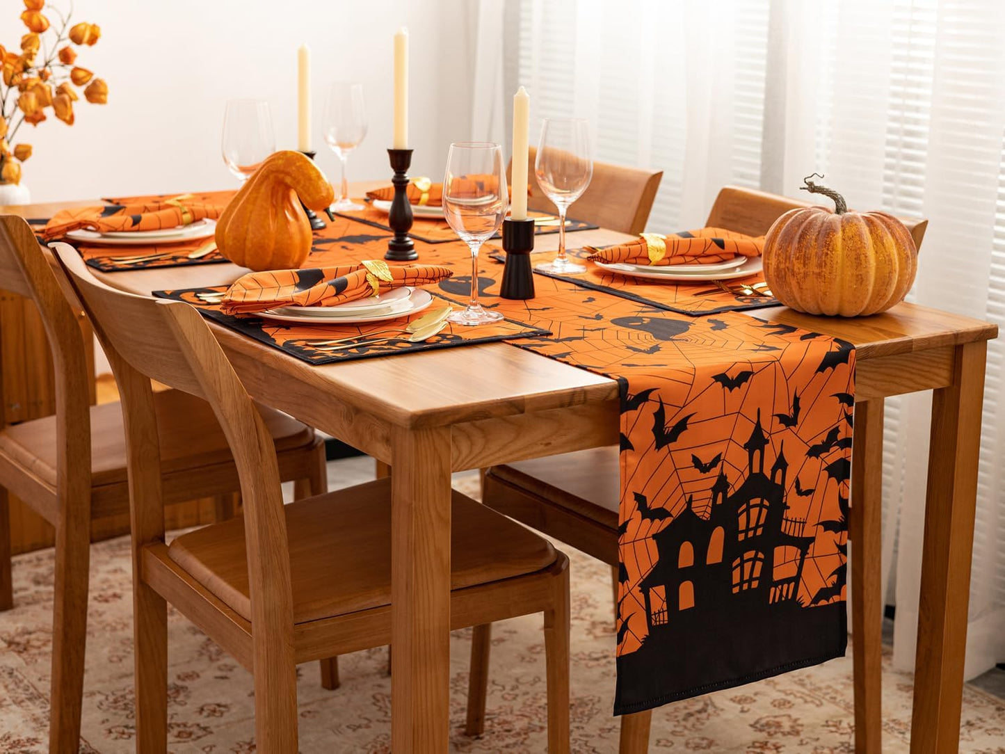 YiHomer Halloween Silhouettes Tabletop for Halloween Decorations, Dinner Parties and Scary Movie Nights, Horror Night, Table Runner, 14 x 72