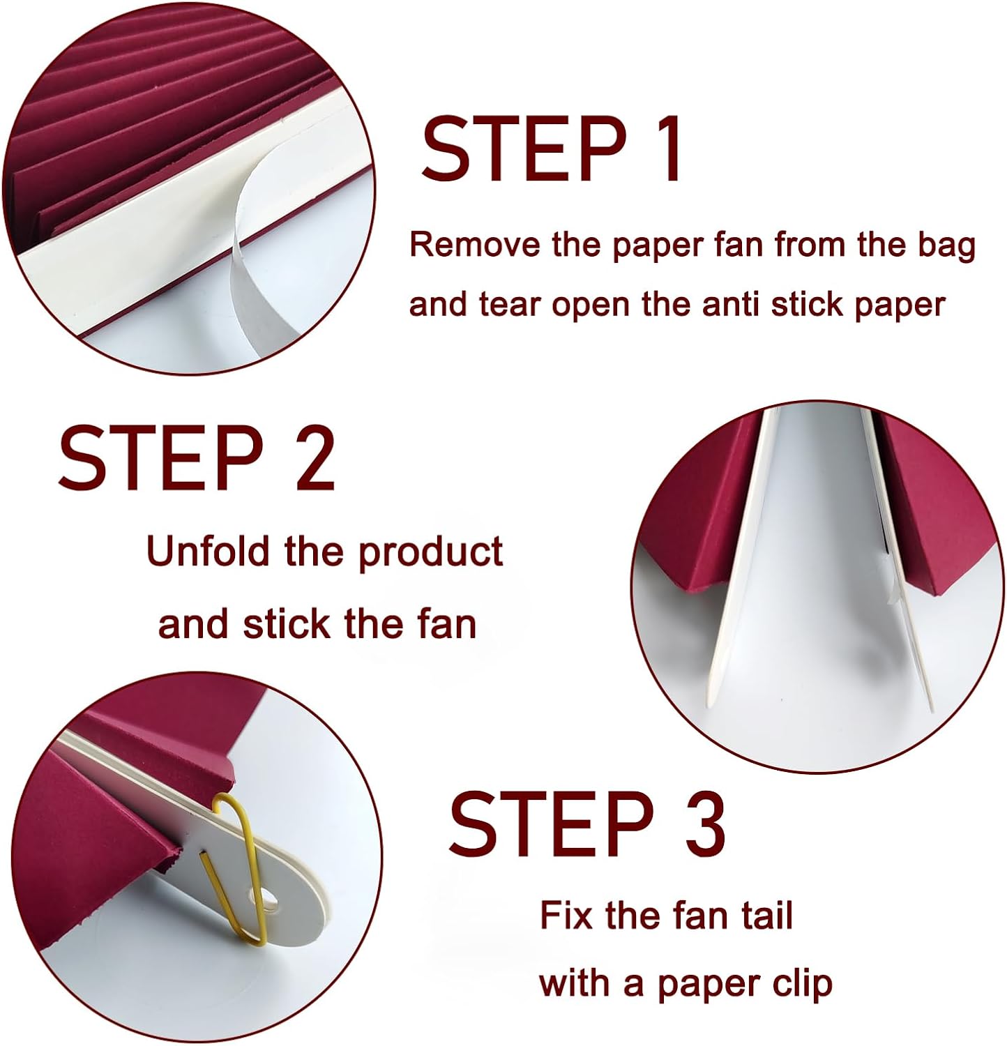 Red Party Decorations,Paper Decorations for Party,Girls Party Decorations Party Paper Fans Bulk 8in,Anniversary Decorations for Party 30 Color DIY Set （Wine Red）