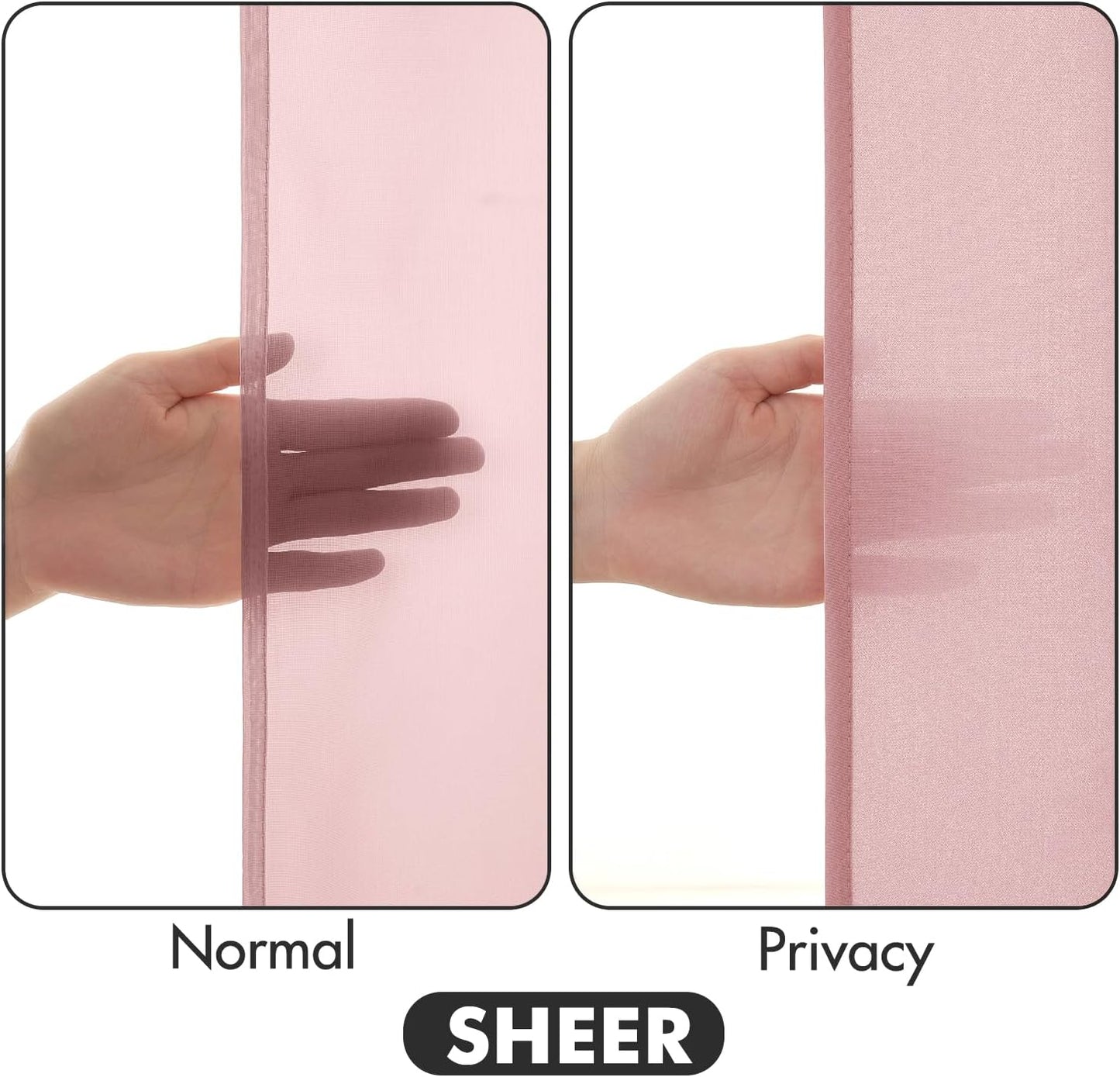 MIULEE Baby Pink Privacy Sheer Curtains That Let Light in 96 Inches Long Non-See-Through Semi Sheer Curtain Light Filtering Window Curtains Drapes for Living Room Bedroom 2 Panels Set 42 X 96