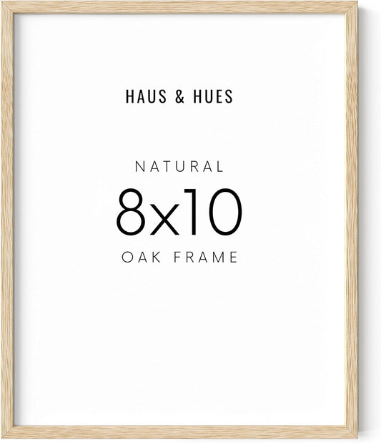 HAUS AND HUES Beige Oak Wood 8x10 Picture Frame - Modern Wood Wall Art Display - Lightweight 8x10 Frame for Art Prints, Photos, Posters - Ready-to-Hang Vertically & Horizontally