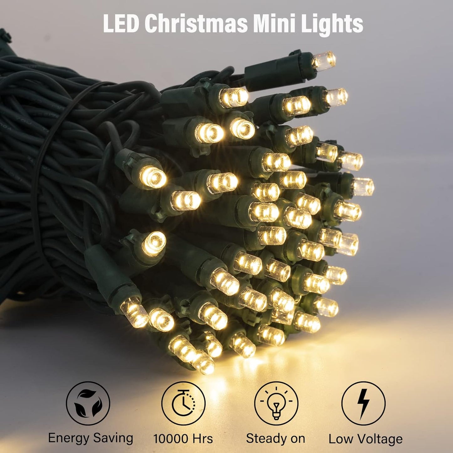 Christmas LED Mini String Lights, 28Feet 100LEDs Mini Lights for Christmas Tree, UL Listed Christma Lights Set Waterproof Plug in for Outdoor Indoor Wreath Roof Garland Holiday Decoration, Warm White
