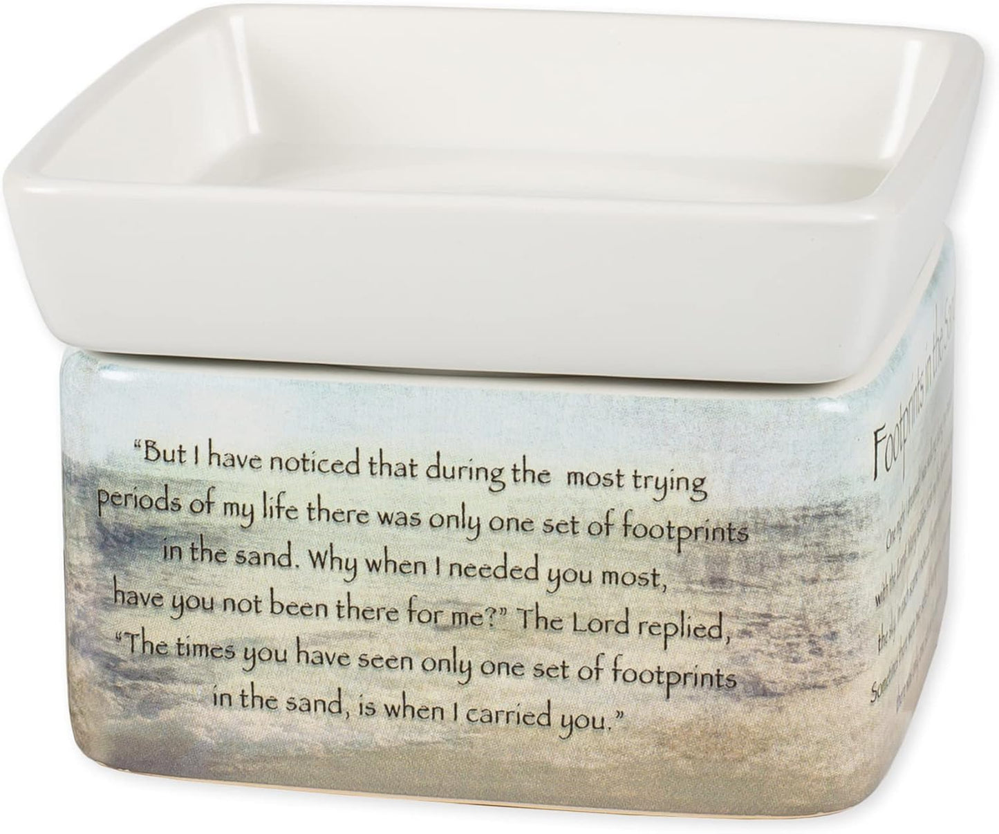 Elanze Designs Footprints in The Sand Ceramic Stoneware Electric 2 in 1 Jar Candle and Wax and Oil Warmer