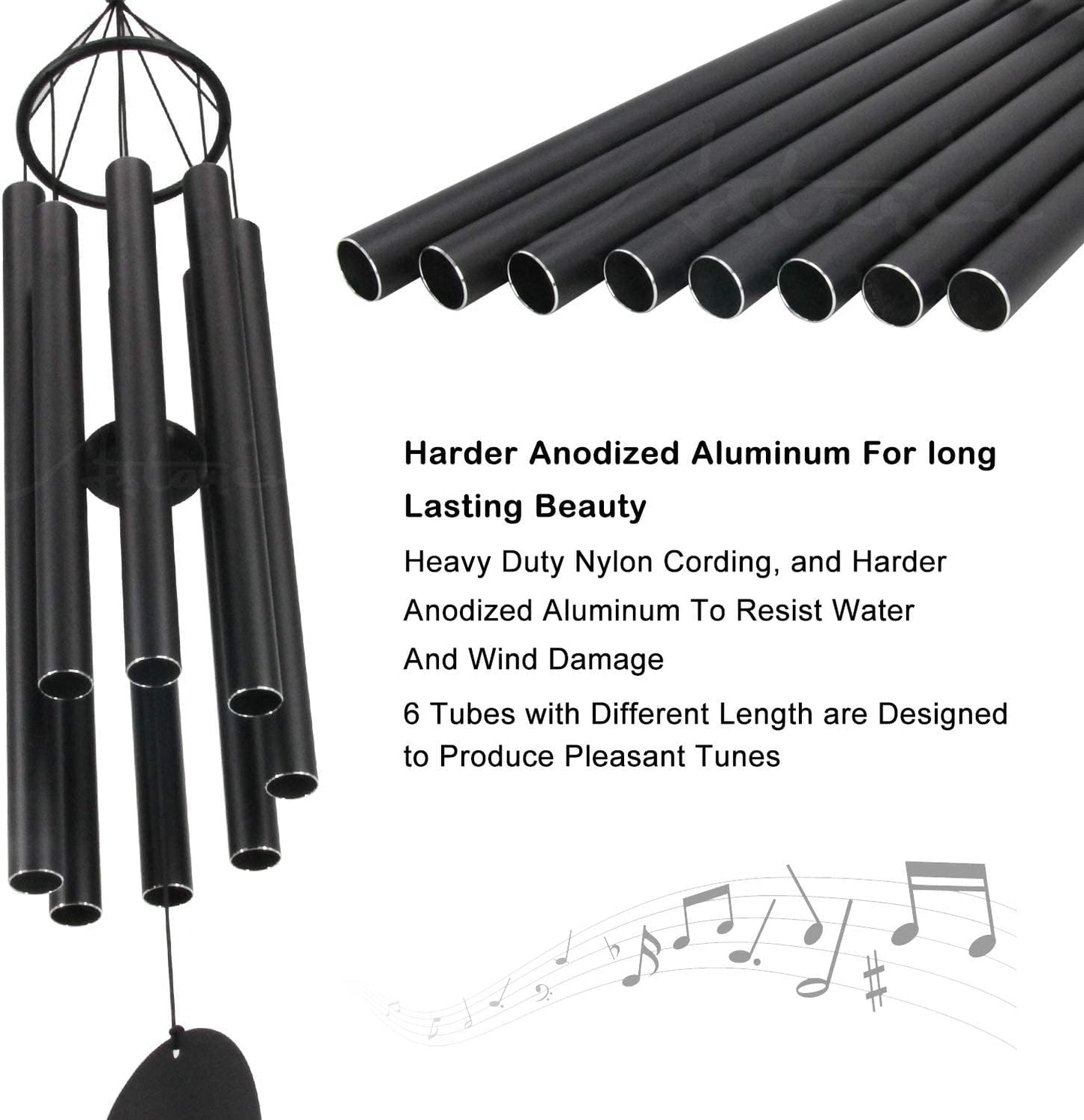 ASTARIN Large Wind Chimes for Outside(38 inch), Sympathy Wind Chimes Outdoor Clearance with 8 Aluminum Tuned Black Tubes, Memorial Wind Chimes Gift Decoration for Home, Garden,Patio,Backyard.