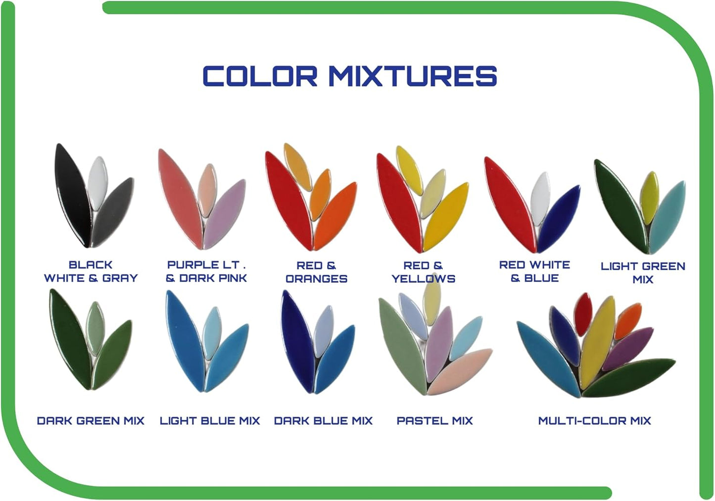 VerzTile Mosaic Tiles for Crafts - Petal Shaped Ceramic Tile Craft Hobbies & Art Projects 39 Color Options Endless Creativity DIY Design (Forest Green)