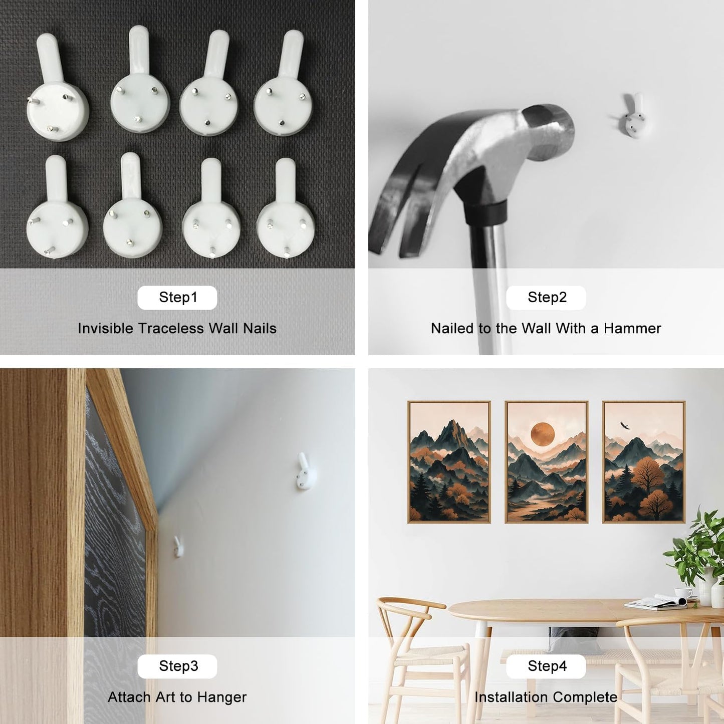 Celestdeco Large Boho Mountain Framed Canvas Wall Art Set, Brown Ridge Landscape Wall Decor, Pine Tree Scenery Wall Painting, Abstract Wilderness Art Print for Living Room, Bedroom, Office - 24"X36"X3