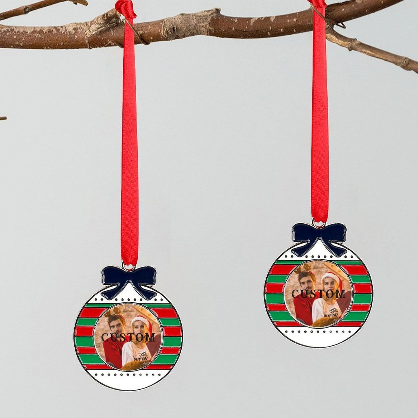 Personalized Christmas Ornaments - Custom Picture & Text Ornaments for Christmas 2024, Baby's 1st Christmas Ornament with Picture for Xmas Tree Custom Gifts for Family, Mom, Dad, Friend (Gift)