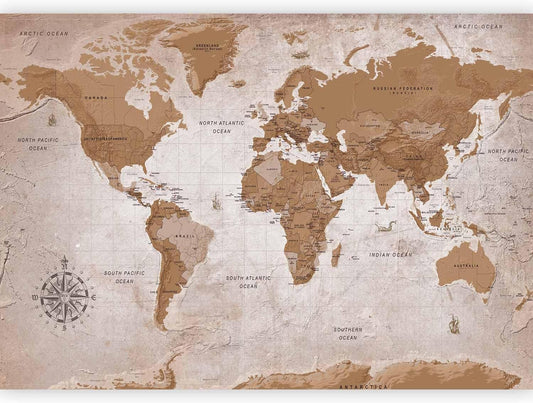 artgeist Wall Mural World Map 118x83 in - XXL Non-Woven Wallpaper Fleece Wall Decor Photo Print Picture Image Design Home Map of The World k-A-0108-a-a