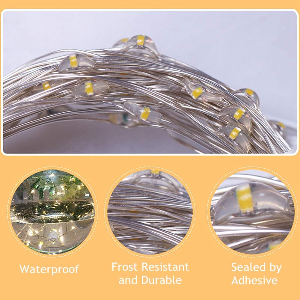 Twinkle Star 2 Pack Orange Halloween Fairy Lights Battery Operated, Total 66 ft 200 Led String Lights Remote Control Timer Silver String Light 8 Modes Firefly Lights for Garden Party Indoor Decor