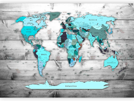 artgeist Premium Wall Mural World Map 98x69 in - XXL Non-Woven Wallpaper Fleece Wall Decor Photo Print Picture Image Design Home Map of The World k-B-0009-a-d