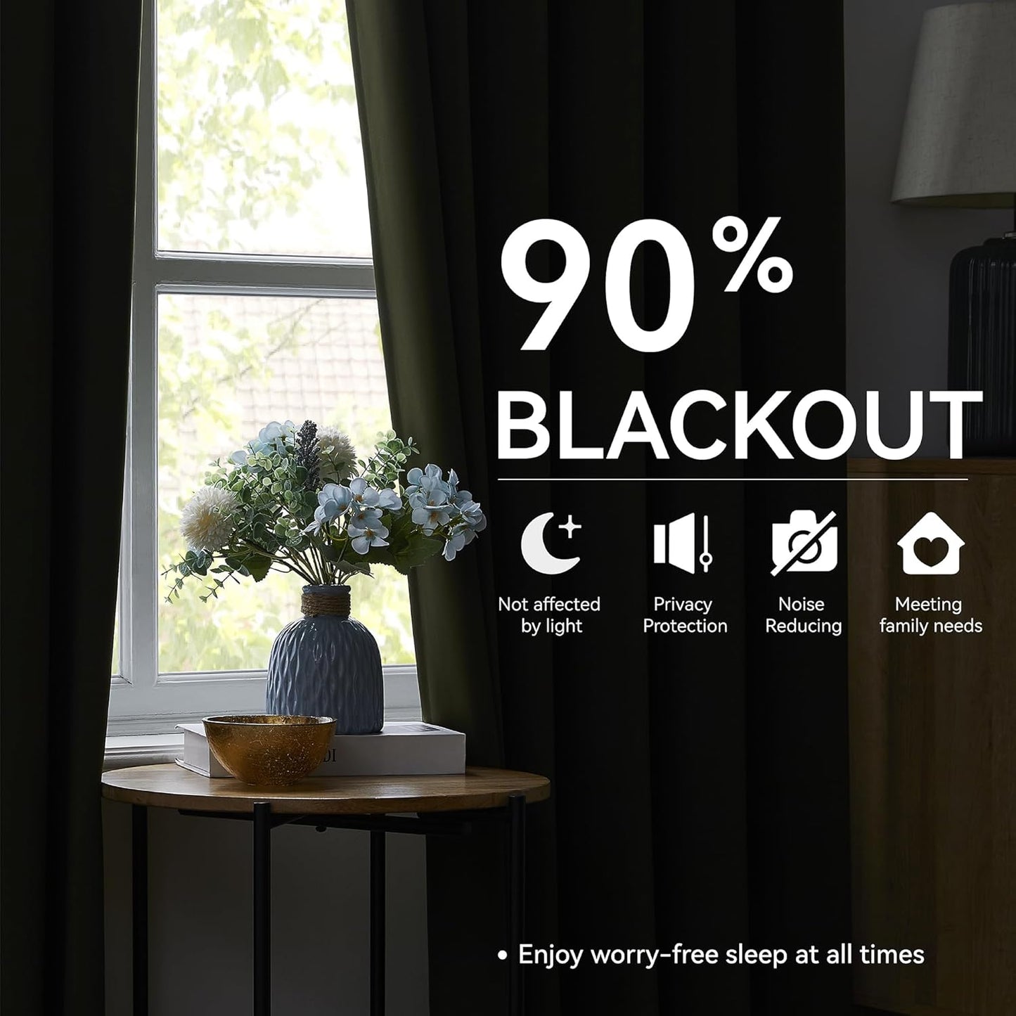 KangBang Olive Green Blackout Pleated Curtains 96 Inches Long, Custom Made Pinch Pleated Memory Trained Window Curtain Panels for Living Room Hotel with Hooks 2 Panels,40”Wx96”L