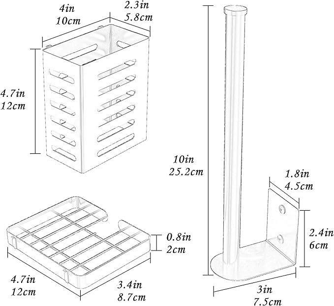PUSDON Metal Wall Hanging Basket 2 Packs DIY Suitable for Multiple Scenes - Large White Guardrail Suit