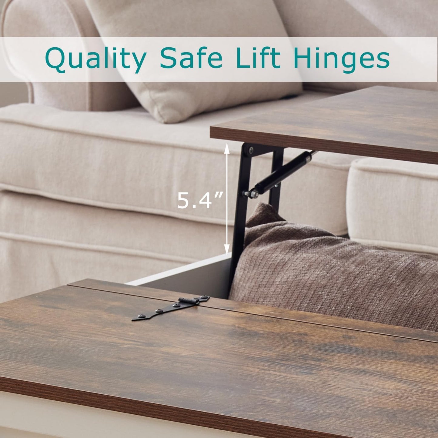 Coffee Table with Storage, Rustic White Square Coffee Tables for Living Room, Lift top Coffee Table with Large Hidden Compartment, Smart Cocktail Tables with Flip Top Lids for Home Office