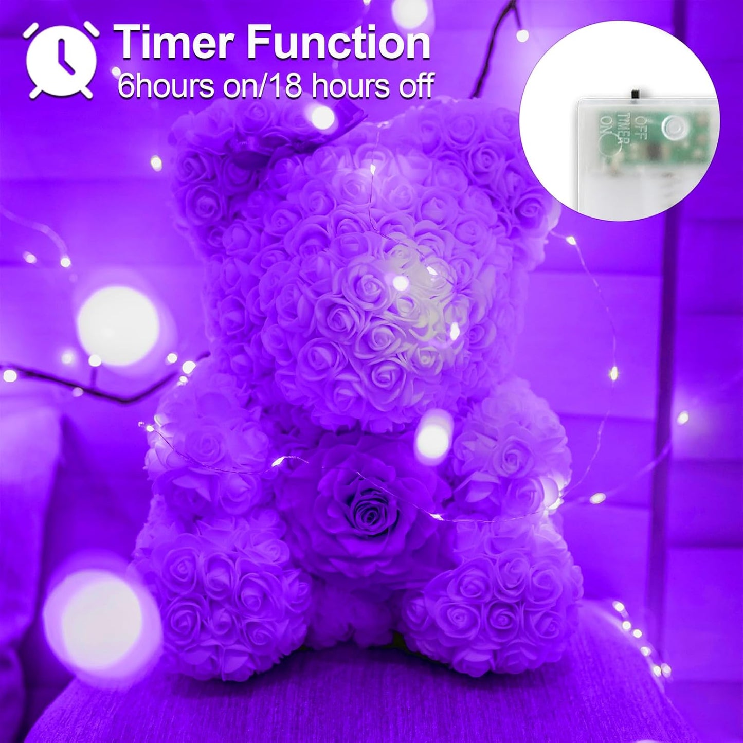 Halloween Christmas Decorations Purple Fairy String Lights Indoor, Battery Operated with Timer, 2Pack Total 33FT 100 Led Mini Battery Powered Twinkle Mason Jar Waterproof Firefly Lights DIY Party