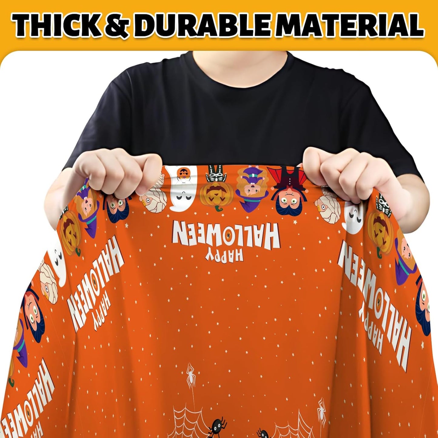 ATFUNSHOP 4 Packs Halloween Tablecloth Disposable Table Cover 54X108 Halloween Decorations KidsBirthday Party Decor, Spooky Spider Web Waterproof Spillproof Table Cloth - Perfect for Dinner