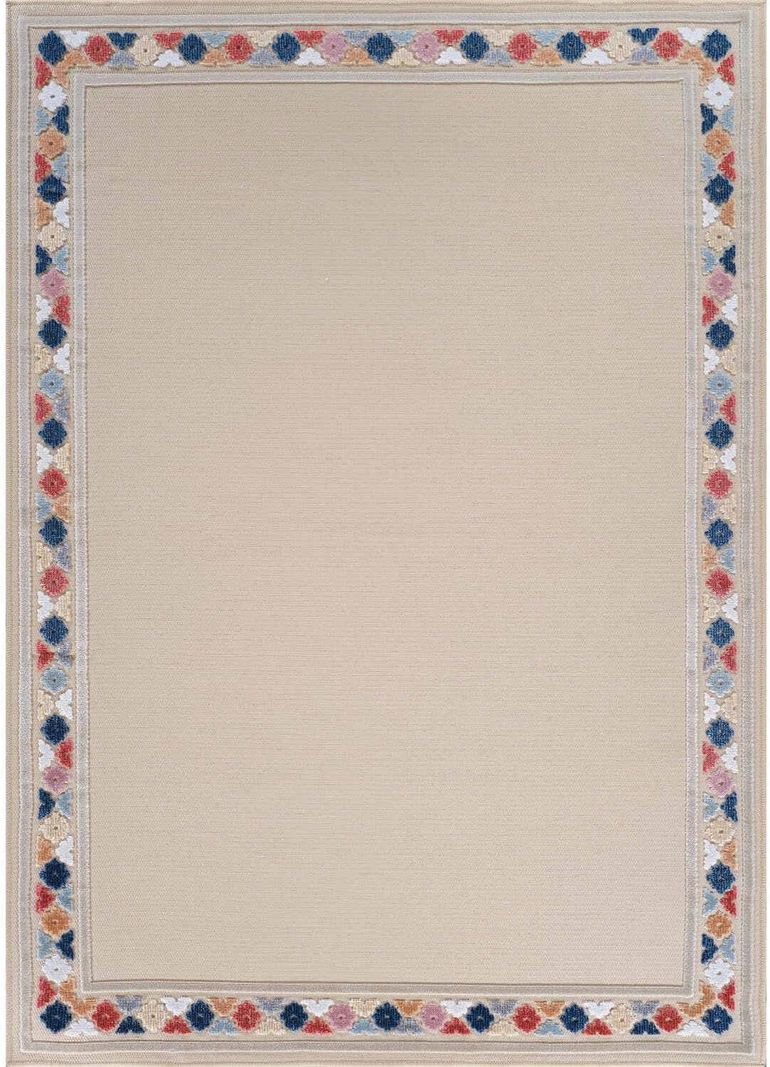 Beverly Rug Outdoor Rug 6x9 Modern Bordered Area Rugs for Indoor and Outdoor Patio Easy to Clean Non Shedding Living Room Porch Garden Washable Outside Carpet (6 x 9 Beige)