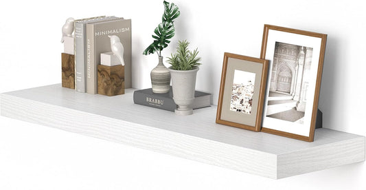 10 inch Deep Wall Shelves 36 inche Long, 1.8 Thick Single Floating Shelf Wall Mounted, Heavy Duty 70 lbs Shelves for Bedroom, Books, Living Room, Kitchen, Office Modern Farmhouse Decor, White