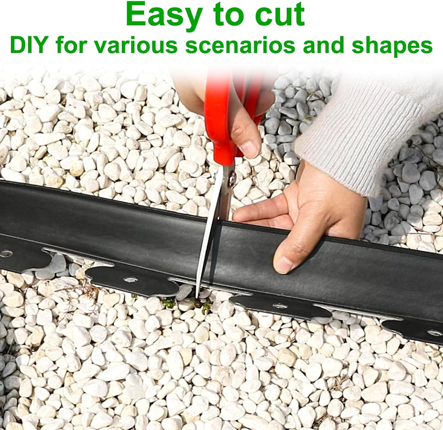 JERIA 2 Inch Tall 100 FT Garden Edging Kit with 120pcs Spikes, Plastic Edging for Landscaping