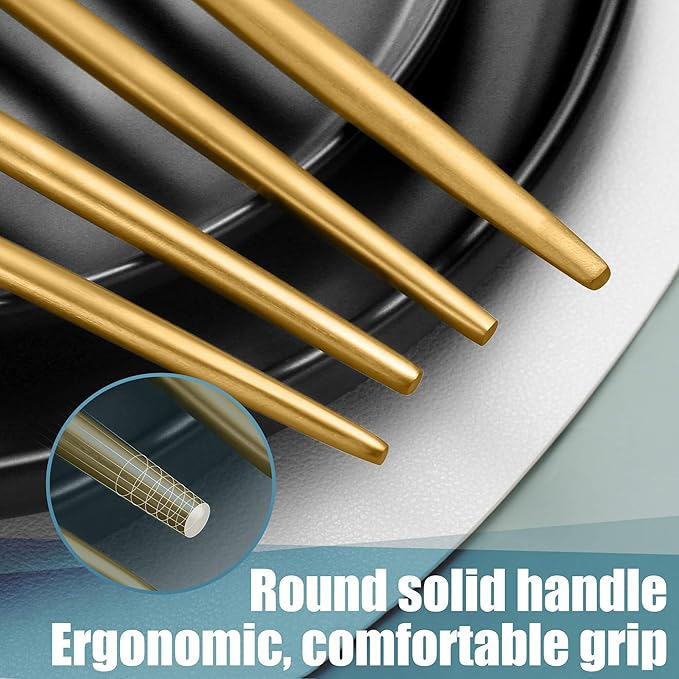 Matte Gold Silverware Set for 6,Modern Stainless Steel Brushed Cutlery Set,30-Pieces Heavy Duty Flatware Set,Knives Spoons and Forks Set Utensils Set,Satin Finish,Dishwasher Safe