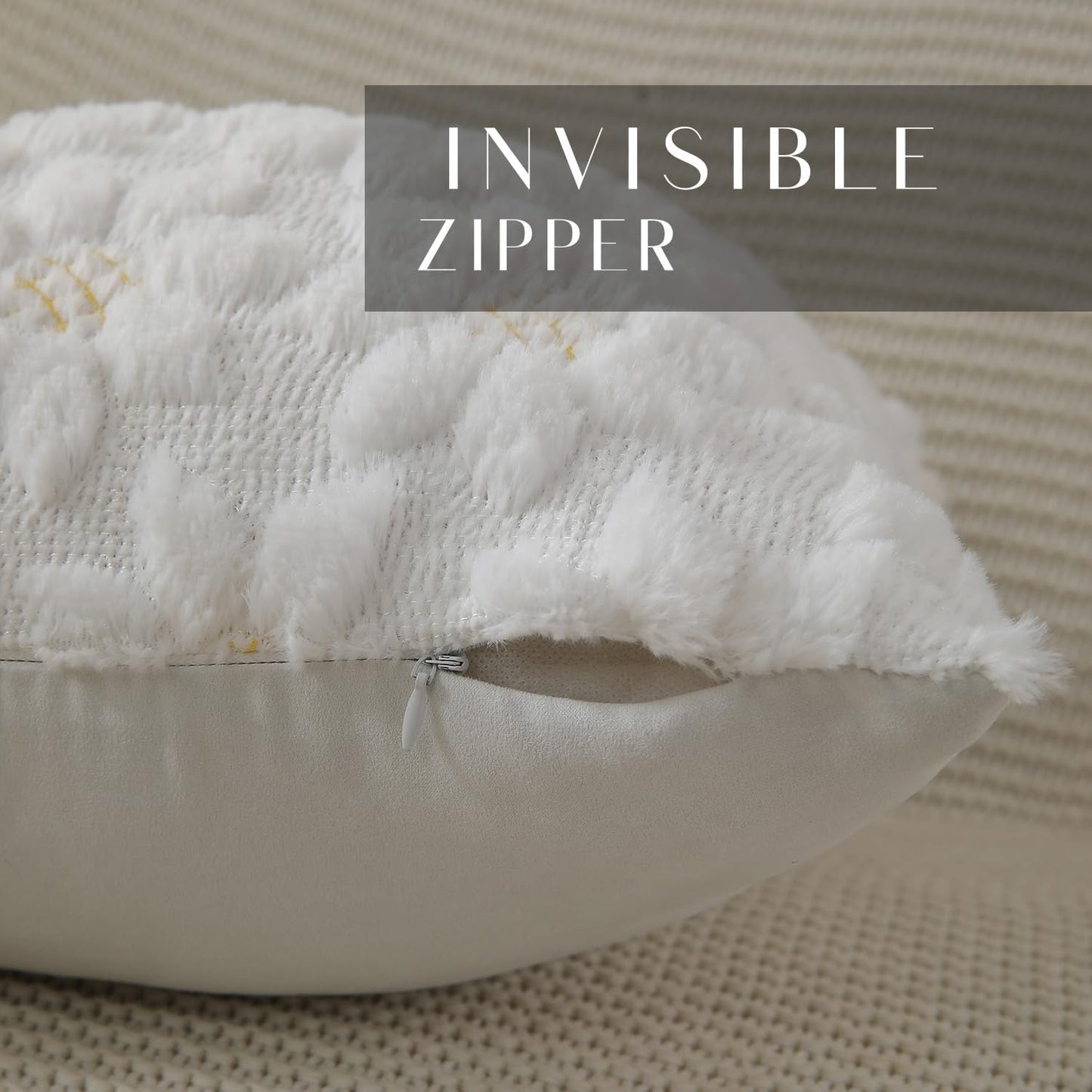 DFXSZ Spring Summer Pillow Covers 20x20 inch Set of 2 Farmhouse Decor Yellow Color Flower Heart Sunflower Soft Plush Faux Fur Jacquard Throw Pillows for Sofa Holiday Spring Home Decor PTK024C20