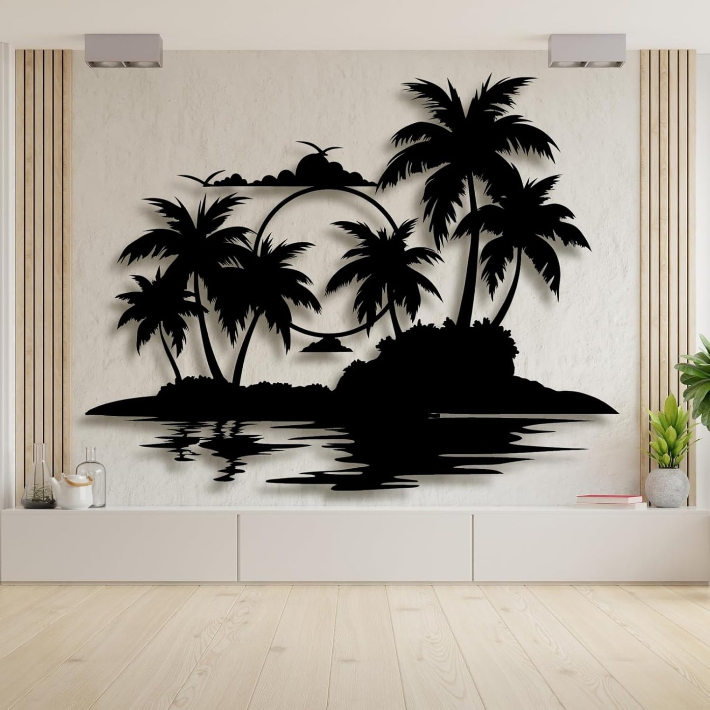 Palm Tree Metal Wall Decor,Palm Tree Metal Wall Art,Metal Palm Tree,Metal Palm Tree Wall Decor,Tropical Metal Wall Art,Beach Wall Decort,Metal Wall Decor (style 2,black,28 L" x 22 W" / 70 x 55 cm)