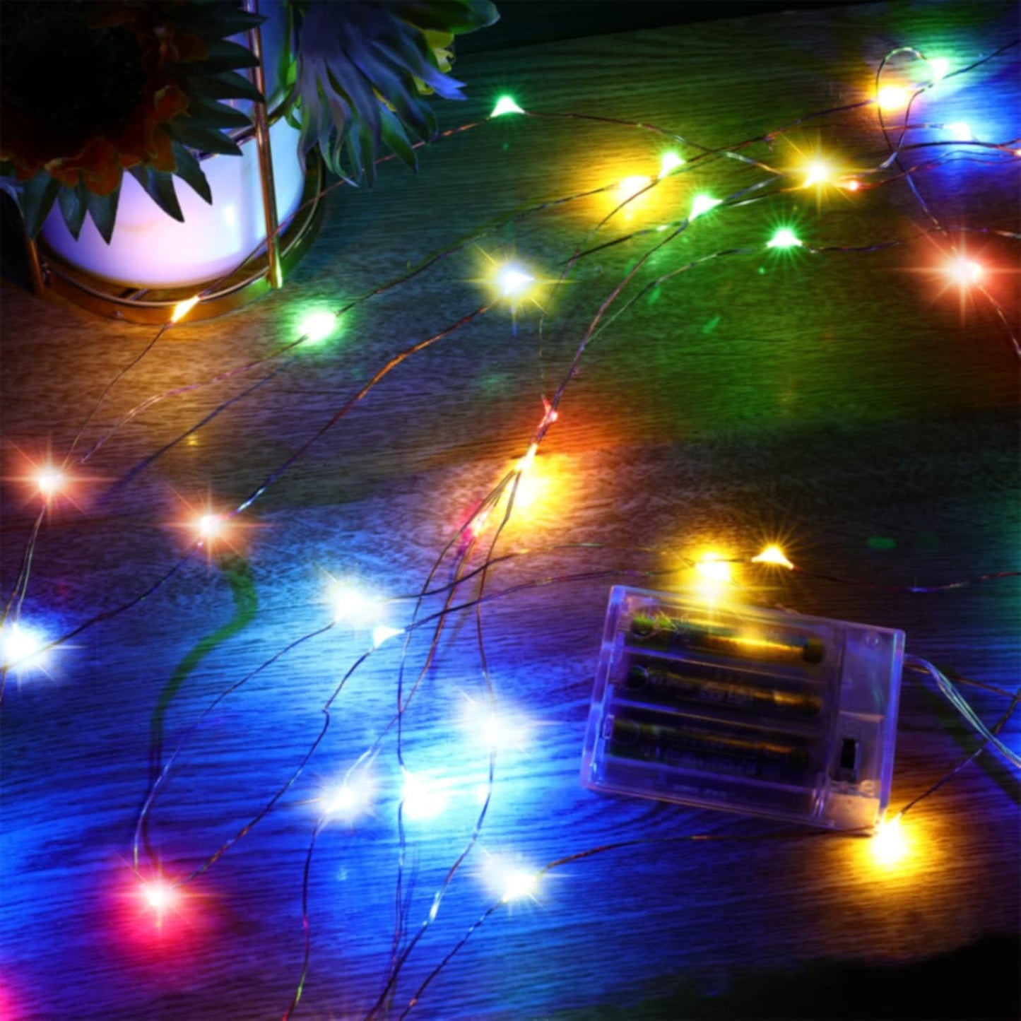 Led Fairy Lights Battery Operated, 4 Packs Mini Battery Powered Copper Wire Starry Fairy Lights for Bedroom, Christmas, Parties, Wedding, Centerpiece, Decoration (5m/16ft Multi-Colored)