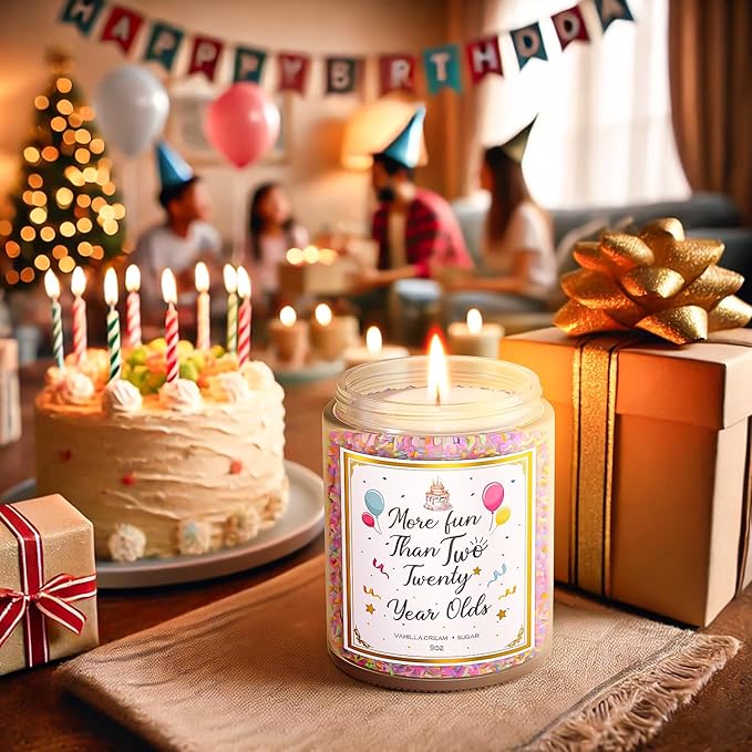 40th Birthday Candles Gifts for Women- 9 oz Happy Birthday Candle with Vanilla Birthday Cake Scent, Gifts for Women & Men, Friendship Ideas