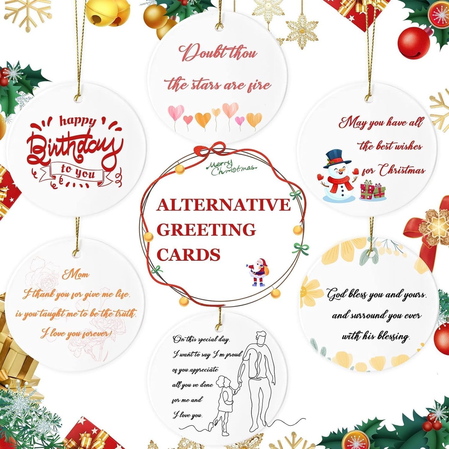 Sublimation Ceramic Ornaments - Bulk White Round Porcelain Ornament Blanks for Heat Press Printing - Personalized Xmas Tree Keepsake Crafts Gift