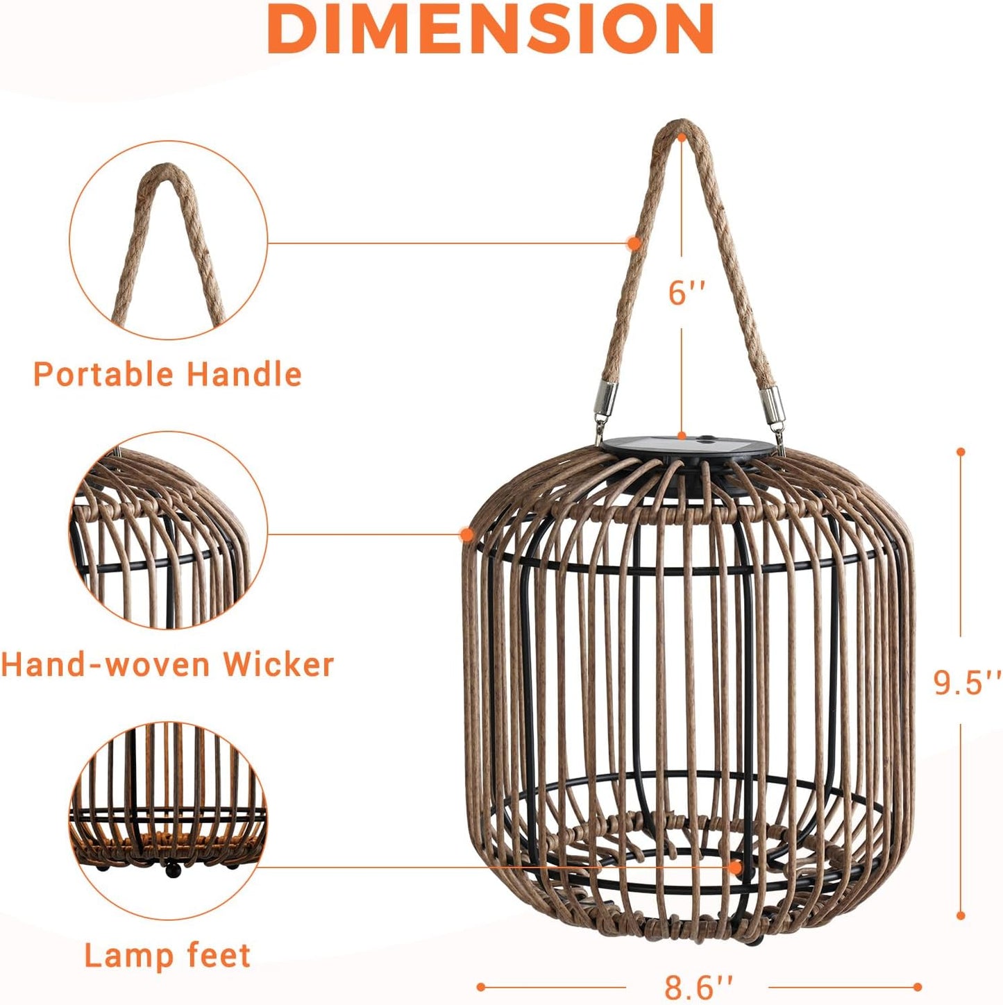 Solar Yard 1-Pack Outdoor Solar Lamp, Water-Resistant Lights for Outside Hanging Lantern Table Lamp Lights Decoration for Garden, Yard, Patio, Porch, Trees, Pathway, Natural