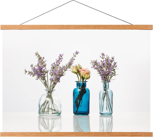 FALAMON Magnetic Poster Hanger Frame, 25x19 25x36 25x38 Teak Wood Magnet Poster Frame for Posters, Prints, Photos, Pictures, Maps, Scrolls, and Canvas Artwork