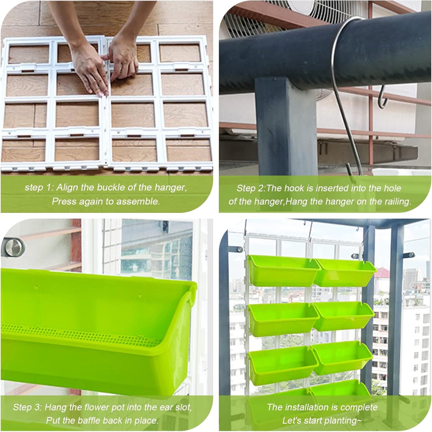 LOYALHEARTDY Vertical Garden Wall Planter Wall Mounted Planter 4-Tier Vertical Garden Planters for Growing Strawberries, Flowers, Vegetables, Herbs Indoor/Outdoor Decoration (Light Green)