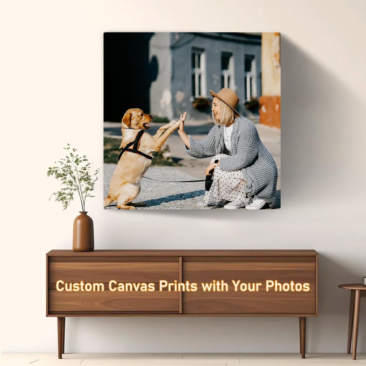 xzartdiy Custom Canvas Prints with Your Photos - Personalized Picture Print Customized Gifts for Family Home Office Wall Art Decor, Wrapped Canvas 28x28inch