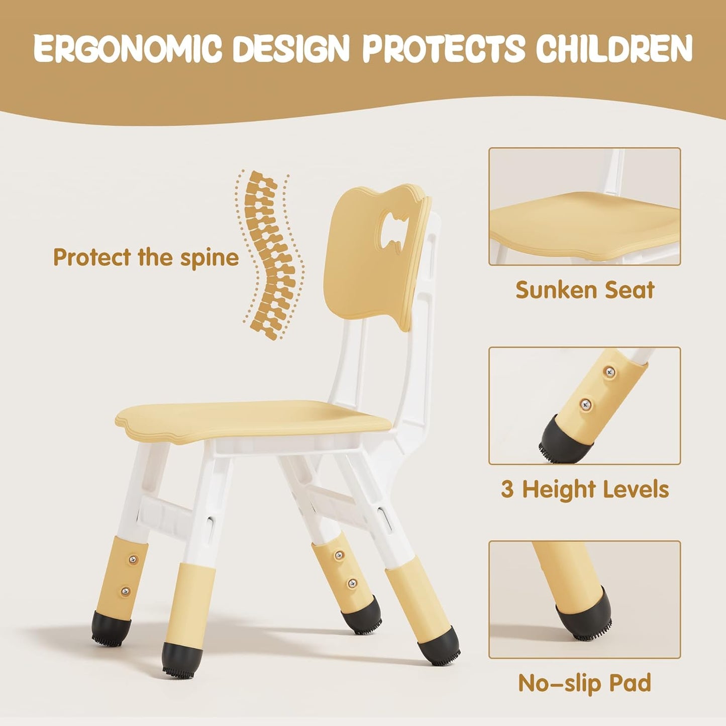 Brelley Kids Table and 6 Chairs Set, Height Adjustable Toddler Desk and Chair Set, Graffiti Desktop, Classroom/Daycare/Home, Children Multi-Activity Table for Ages 2-8