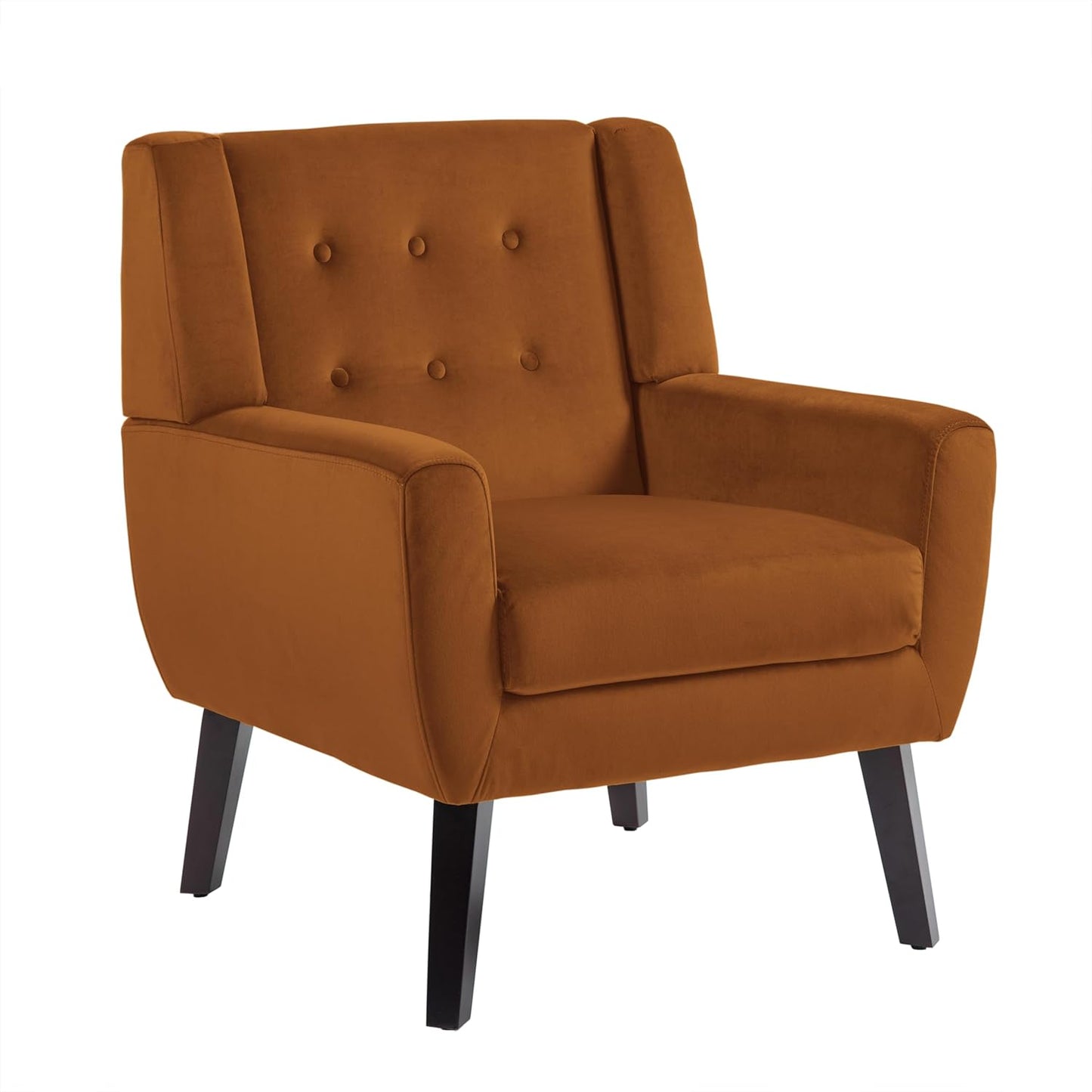 UIXE Accent Chairs Set of 2, Velvet Upholstered Armchair for Living Room, Modern Club Arm Chairs Comfy Single Sofa Button Tufted Bedroom Reading Seat - Orange