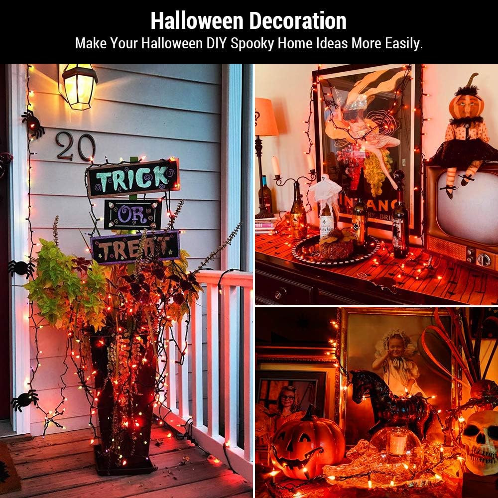 BrizLabs Orange Lights, 150 Counts 34.8ft Incandescent Halloween Lights Connectable, UL Certified Orange String Light, Mini Light Set for Indoor Outdoor Halloween Christmas Tree Party Decor