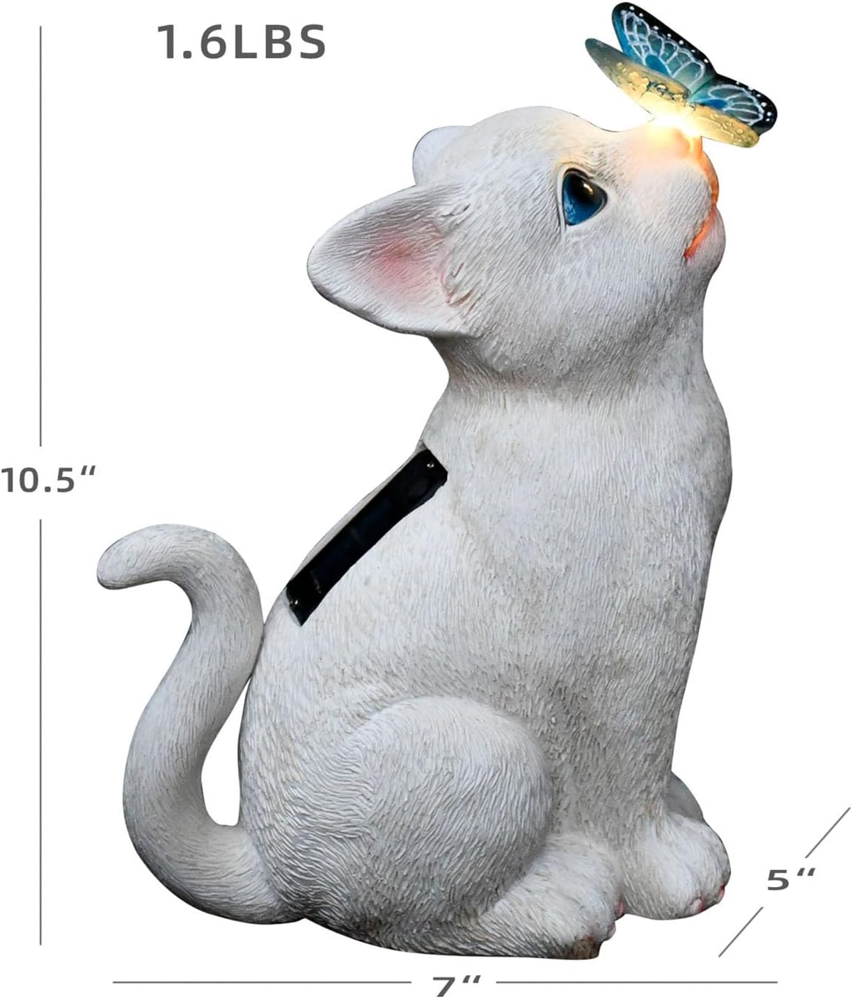 Cat Garden Figurines Outdoor Decor Solar Statue with LED Lights for Patio Lawn Yard Art Decoration Housewarming Garden Gift