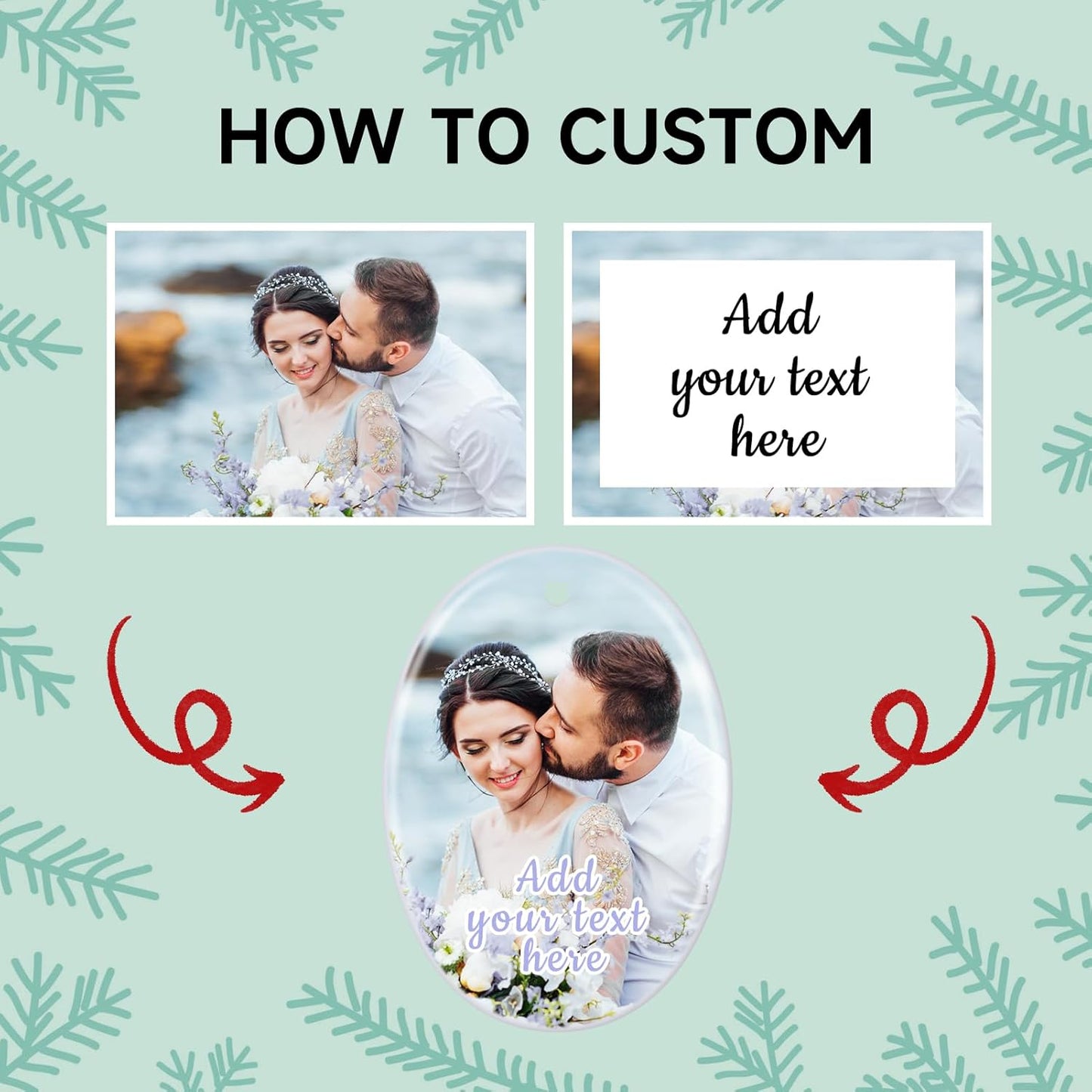 Personalized Christmas Ornaments 2025 Ceramic Custom Picture Text Hanging Ornament Customized Christmas Tree Decorations Keepsake Gift for Family Couples Xmas Tree Home Decor