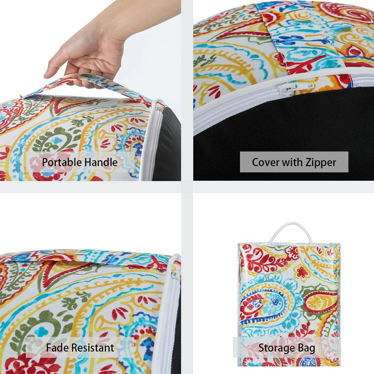 FUNHOME Inflatable Outdoor Ottoman with Air Pump,20"x9" Portable Patio Pouf,Water Resistant,Fade-Resistant,Round Blow Up Footrest Stools for Home Garden Camping Travel(Phoenix)