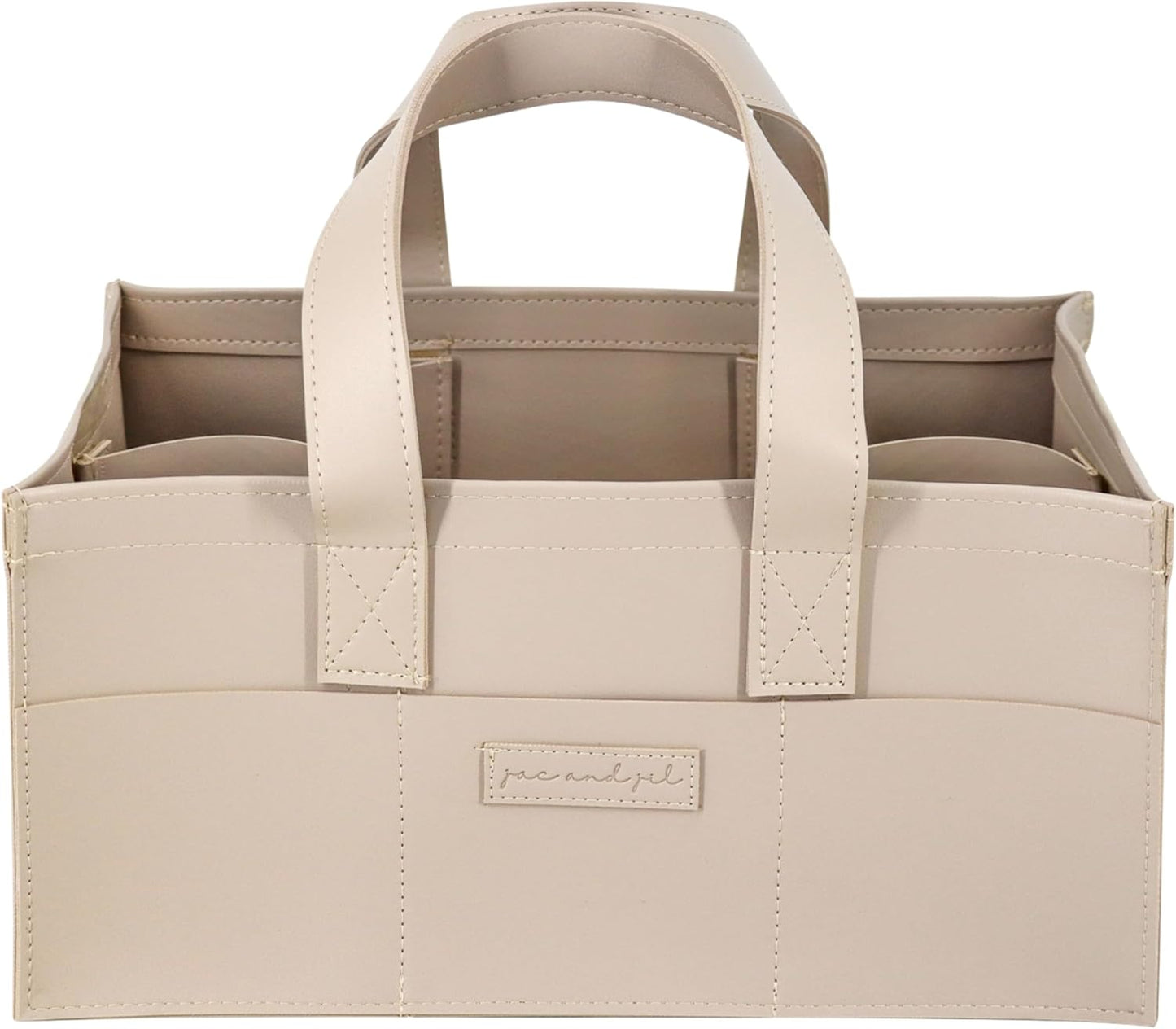 Premium Vegan Leather Baby Diaper Caddy Organizer – Portable Storage Basket for Newborn Essentials, Changing Table, Nursery, Car & Travel, Gifts for Baby Shower (Teddy Beige)