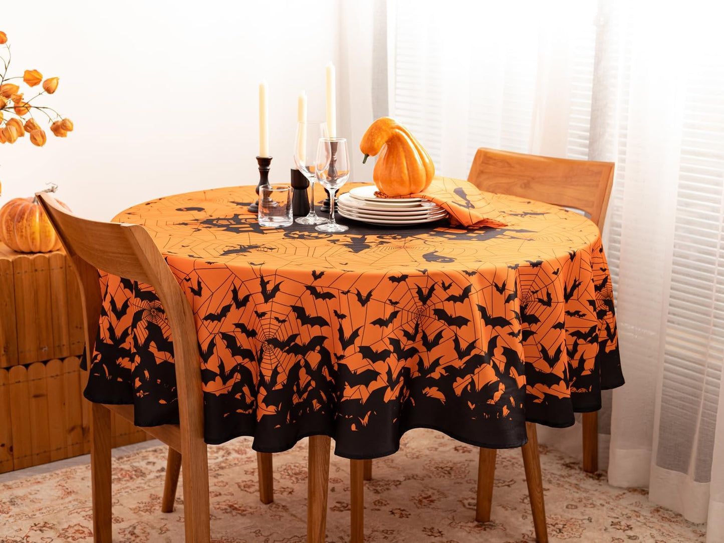 YiHomer Halloween Silhouettes Tabletop for Halloween Decorations, Dinner Parties and Scary Movie Nights, Horror Night, Tablecloth, 60" Round